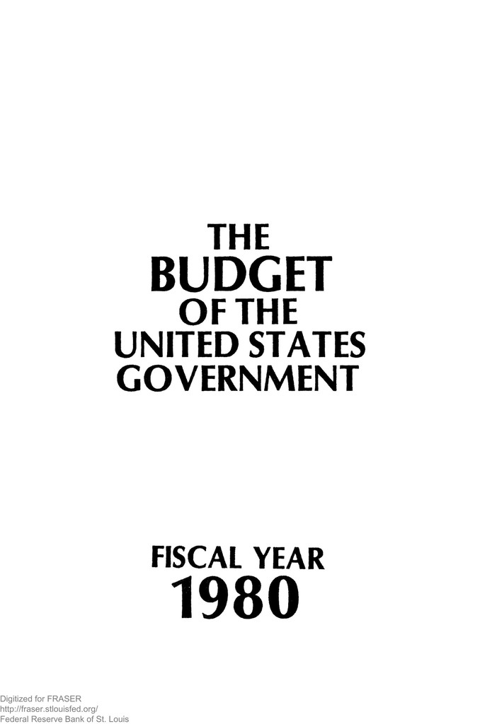 Budget of the United States Government, Fiscal Year 1980